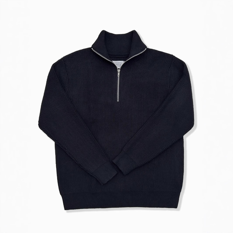Four-Corner Half-Zip Turtleneck Sweater, Wool Blend Coat, Loose Knit Top, Couple Style, Long-Sleeved for Men and Women