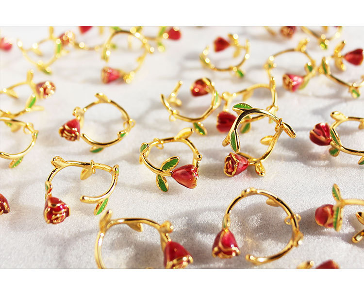 Retro Flower Brass Plating Open Ring 1 Piece