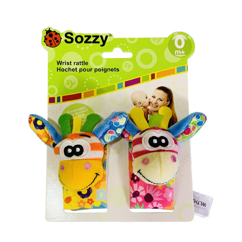 Sozzy lindo animal muñeca Bell calcetines bebé educación temprana sonando papel bebé sonajero juguete de peluche