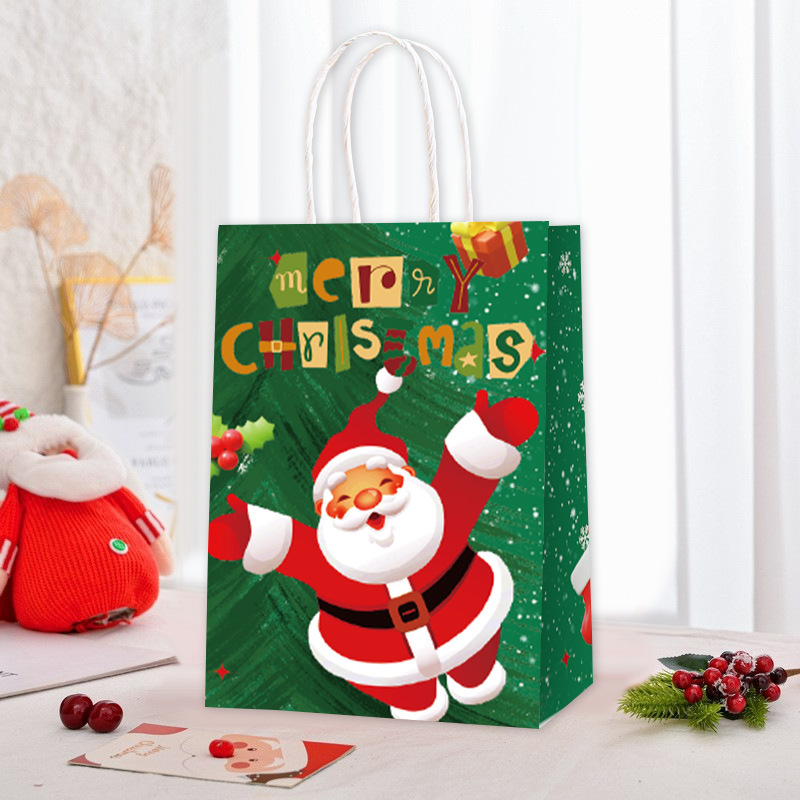 絶妙なカラープリントのクリスマスギフトバッグ12個、サンタクロース、新年のお土産ギフト包装、携帯用紙袋|undefined
