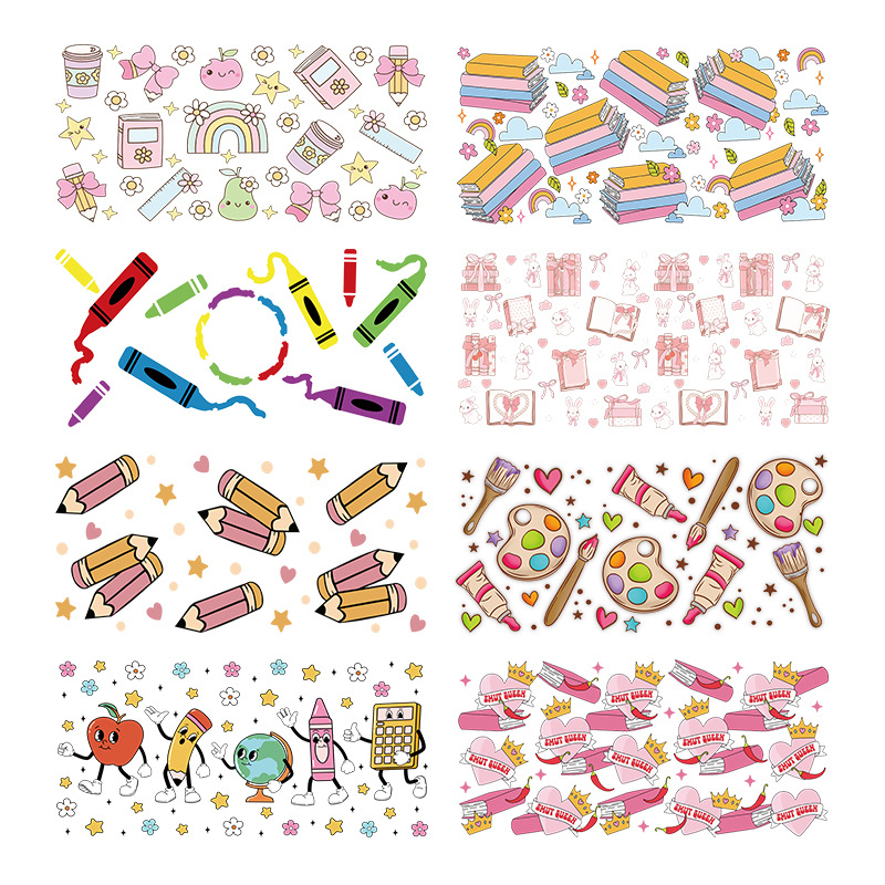 UV转印贴玻璃杯水晶标水晶贴跨境专供16oz琉璃杯专用贴23cmX11cm