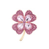 High-end glossy fashionable crystal lapel pin, metal pin, clothing, accessories, brooch, South Korea, four-leaf clover