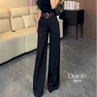 西装阔腿裤女春装2025新款春秋高腰加厚休闲拖地裤黑色常规款其它