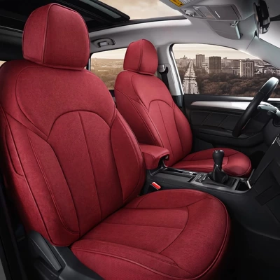 Specialized Honda XRV linen seat covers, CRV, Vezel, Lingpai, Fengfan, Fit, Civic, and Accord – full-coverage car seat cushions (Modelə uyğun (Original) oturacaq örtükləri) - burgundy-standard-edition-five-seater-linen-full-coverage-for-front-and-back-rows
