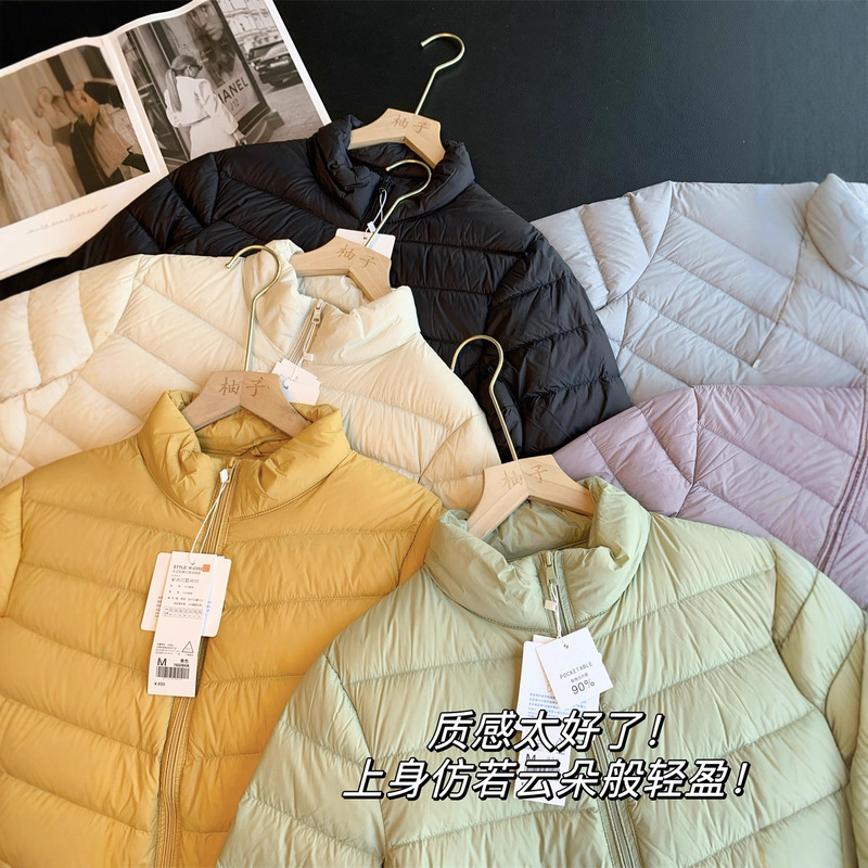 New National Standard 90 White Duck Down! Light and Warm! Lightweight, Soft, Stand-Up Collar, Fashionable Long-Sleeved Large Size down Jacket for Women in Winter