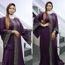 African Design Dashiki Dress Silk Beading Abaya Bandage Max