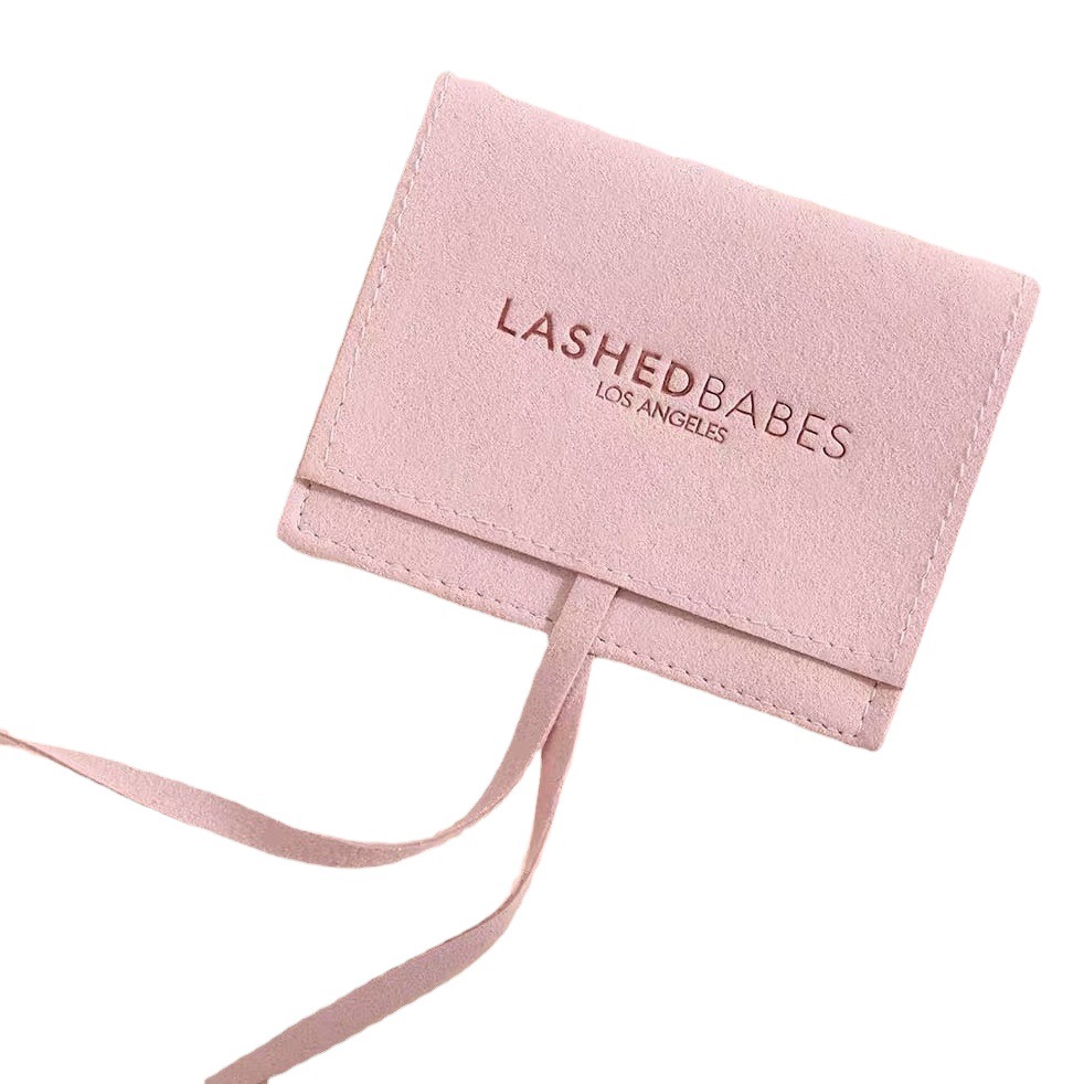 Bolsa de terciopelo de microfibra de doble cara, bolsa de embalaje con tapa abatible para pendientes, collares y lápices labiales, bolsa de almacenamiento para tarjetas de banquete de boda, personalizable