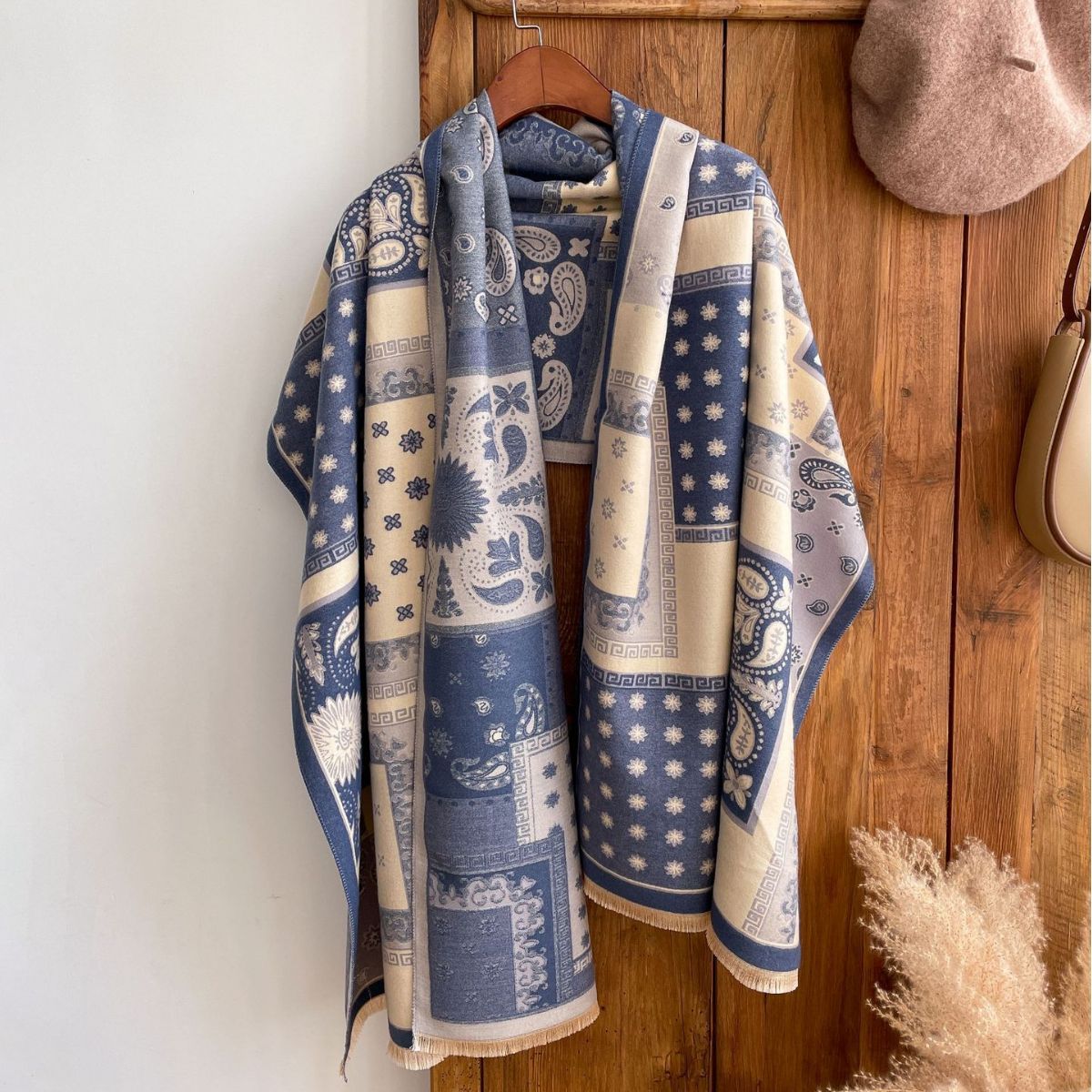 Otoño e invierno nuevo todo-Partido con aire acondicionado mantón de la habitación a cuadros de anacardo de doble cara de Cachemira bufanda engrosada caliente de las mujeres bufanda