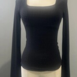 Осенний мусс, лонгслив, ретро тонкий мегафон, новая коллекция, квадратный вырез, с рукавом