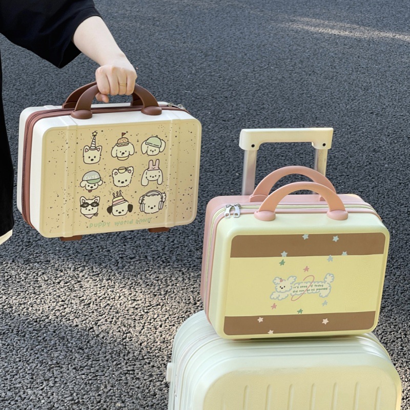 Diseño original de dibujos animados ilustración maquillaje de alta capacidad portátil para el cuidado de la piel maleta de almacenamiento maquillaje