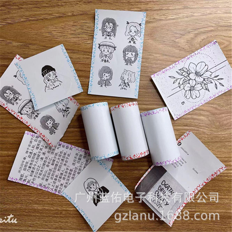 Aili Bear Color Pegatinas sin tinta Pegatinas fotográficas Muestra negro 5730 Mini Meow Máquina Papel de impresión térmica Autoadhesivo