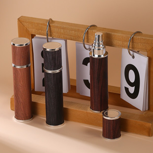 in stock 10ML Lambskin Wood Grain Leather Glass Perfumery Bottle Printed High-end Portable Travel Spray Bottle