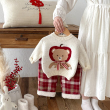 女童毛衣秋冬款2024新款可爱宝宝针织套头上衣婴幼儿童秋装打底衫