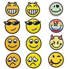 君樂Emoji趣味表情魔術貼時尚刺繡搞怪笑臉百搭補丁貼刺繡布貼