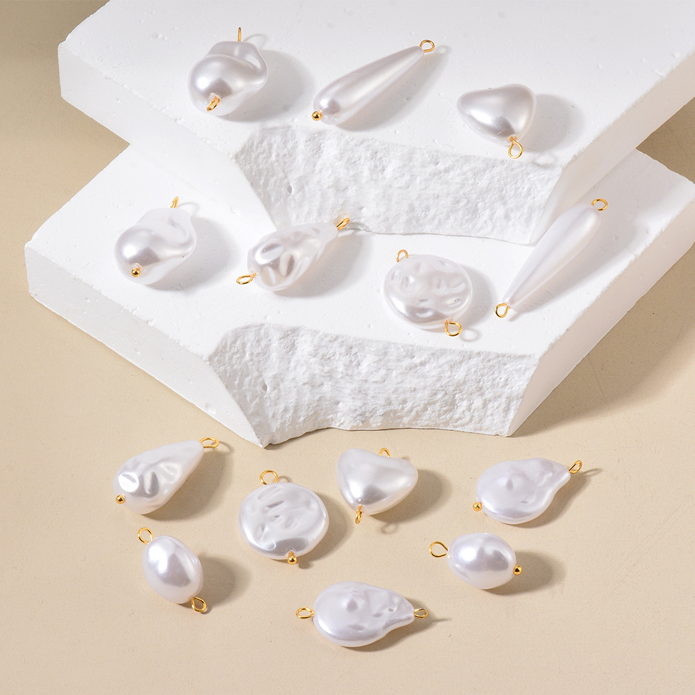 Baroque Style Style Plating Craft 10 PCS/Package Stainless Steel Imitation Pearl Irregular Heart Shape Beads Baroque Style
