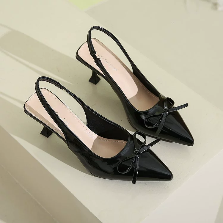 Женские туфли-лодочки на высоком каблуке-шпильке с заострённым носком, французский стиль, 2025, новые элегантные лакированные босоножки с открытой пяткой и ремешком на щиколотке.