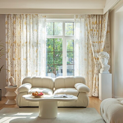 Korean-style high-end American pastoral blackout cotton-linen villa curtain fabric for floor-to-ceiling windows in bedrooms and living rooms — factory direct