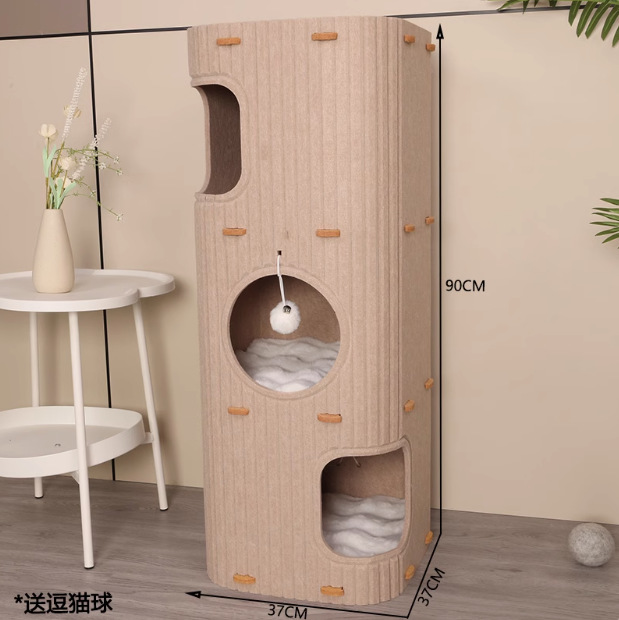 Casa para gatos de varias capas, marco para trepar para gatos, árbol para gatos, agujero para árbol para gatos en una pieza, caja para gatos cerrada con doble raspado universal en todas las estaciones en invierno