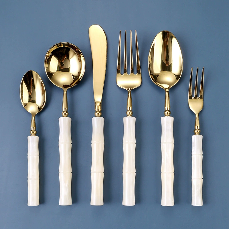 White acrylic bamboo tableware stainless steel, set