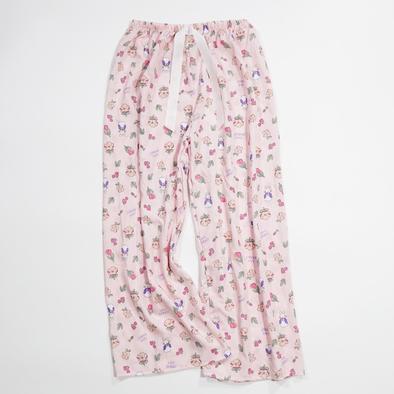 Pantalones de pijama de verano Source 45 de algodón y seda, pantalones anchos de nueve puntos para mujer, finos, talla grande, pantalones holgados para aire acondicionado, pantalones de playa