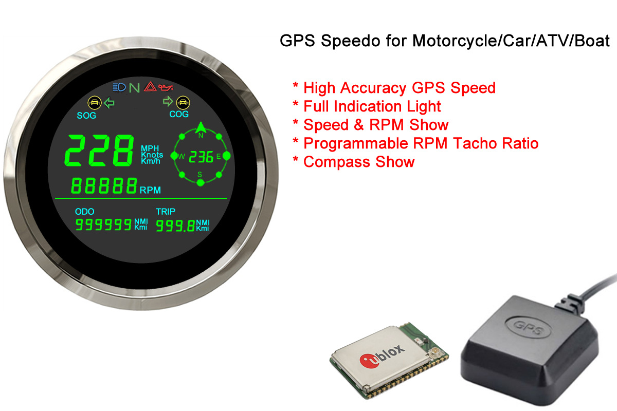 Motorcycle 85mm GPS speedometer total mileage Subtotal mileage speed speed two-in-one multifunctional LCD meter