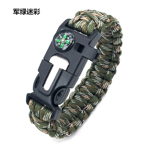 Seven-Core Paracord Braid Five-in-One Compass Survival Paracord Outdoor Hiking Camping Emergency Rescue Bracelet