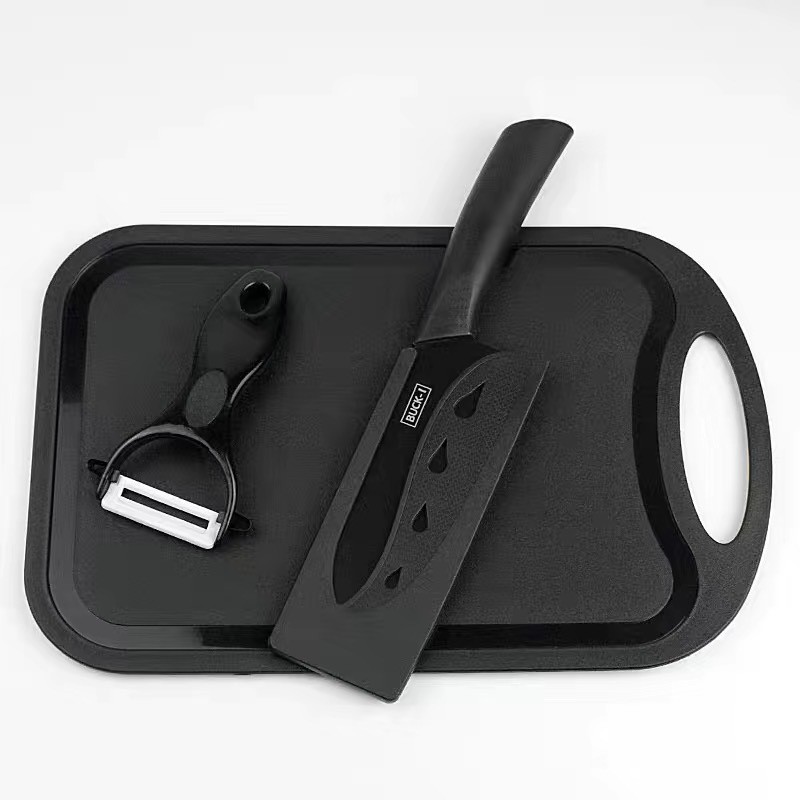 Cuchillo de cocina Yangjiang cuchillo de cocina doméstico tablero de cocina 2 en 1 cuchillo de acero negro cuchillo de frutas cuchillo de alimentos suplementarios dormitorio tablero de corte combinación