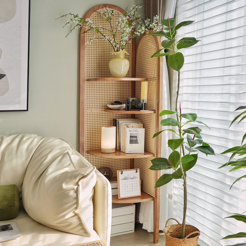 Nordic Modern Minimalist Japanese and Korean Style Small Apartment Home Living Room Hotel B&B Solid Wood Rattan Screen Partition