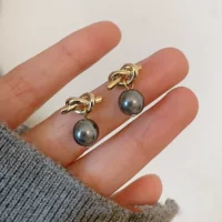 Серьги из серебра 925 с жемчужиной, корейский стиль, лаконичный элегантный дизайн