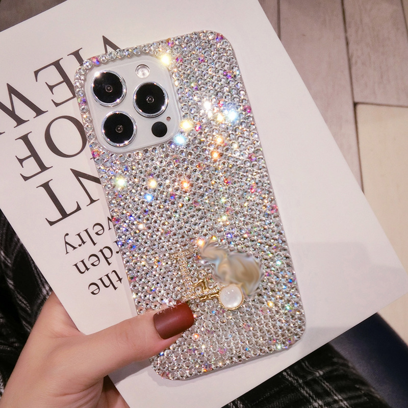 Luxury high-end three-dimensional flash diamond for Apple 15 mobile phone case iPhone16promax women 14 tide 13 protective cover