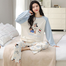 新款睡衣女秋季韩版休闲长袖长裤两件套甜美女款家居服套装可外穿