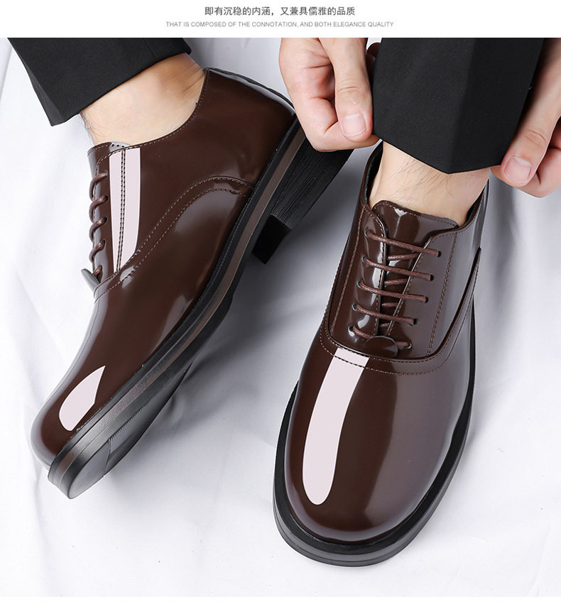 Giày Derby da đế dày cỡ lớn mũi tròn phong cách thanh lịch, giày công sở và dự tiệc cho nam — Màu nâu, màu đen chi tiết 16
