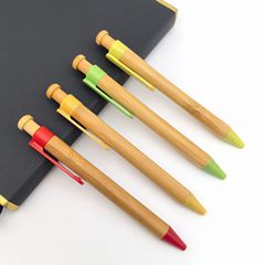 国境を越えた竹製ボールペン卸売、小さなキノコ型のヘッド、環境に優しい麦わら素材の竹製ペン、レーザーロゴ入り毛竹ペン
