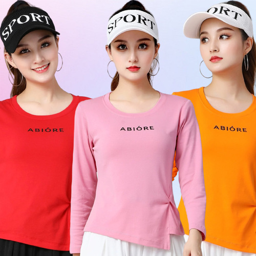 New summer and autumn short long-sleeved dance practice clothes for women, modern slim-fit dance clothes, shuffle dance cotton tops