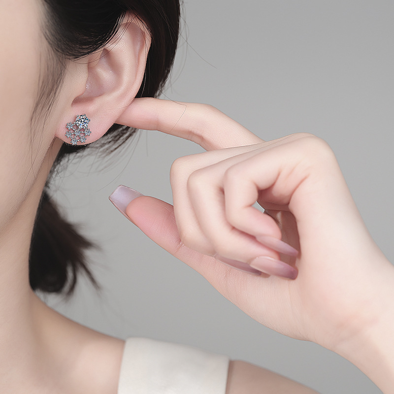 Orecchini a cerchio fiocco di neve in argento sterling 925_voghion.com