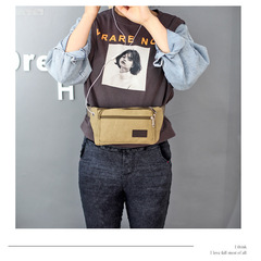 Thick canvas waist bag, stylish large capacity outdoor sports running waterproof crossbody phone waist bag and chest bag