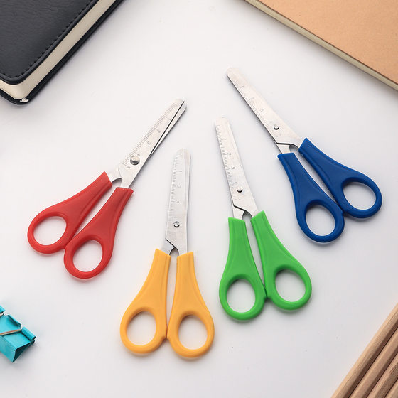 Lin Taizuo stainless steel office tape cutting scale paper cutting handmade window grilles stationery handmade DIY round head scissors