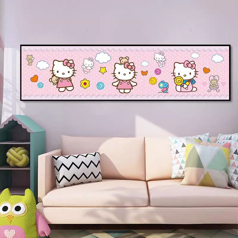 Children's Room Decorative Painting, Cute Cartoon Wall Painting, Living Room Hello Kitty Wall Mural, Girl's Bedroom Bedside Hanging Painting Children's Room Decorative Painting, Cute Cartoon Wall Painting, Living Room Hello Kitty Wall Mural, Girl's Bedroom Bedside Hanging Painting