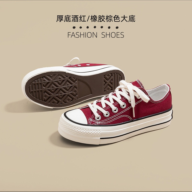 Japón Okazama Kuryu arroz grueso con suela elevada zapatos de lona rosa para niñas estudiantes coreanas con suela de goma vulcanizada.