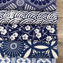 蓝染印花布植物染拔染型染蜡染服装面料手工diy日本古布花型