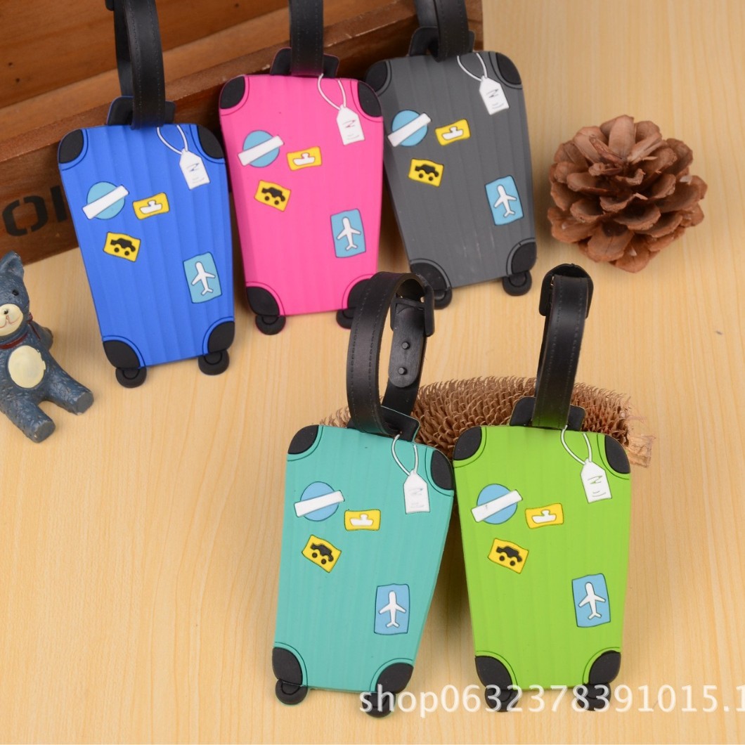 PVC soft rubber luggage tag suitcase trolley case tag drop rubber three-dimensional pattern luggage tag silicone plastic tag
