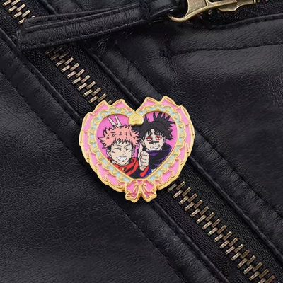 Toge Inumaki and Fushiguro Megumi Heart-Shaped Badge Spell Return Enamel Pin Anime Merchandise Fan Gift Collection