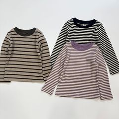 BOBOKIDS 25年秋冬新款童装日系女童条纹撞色圆领长袖打底衫亲子