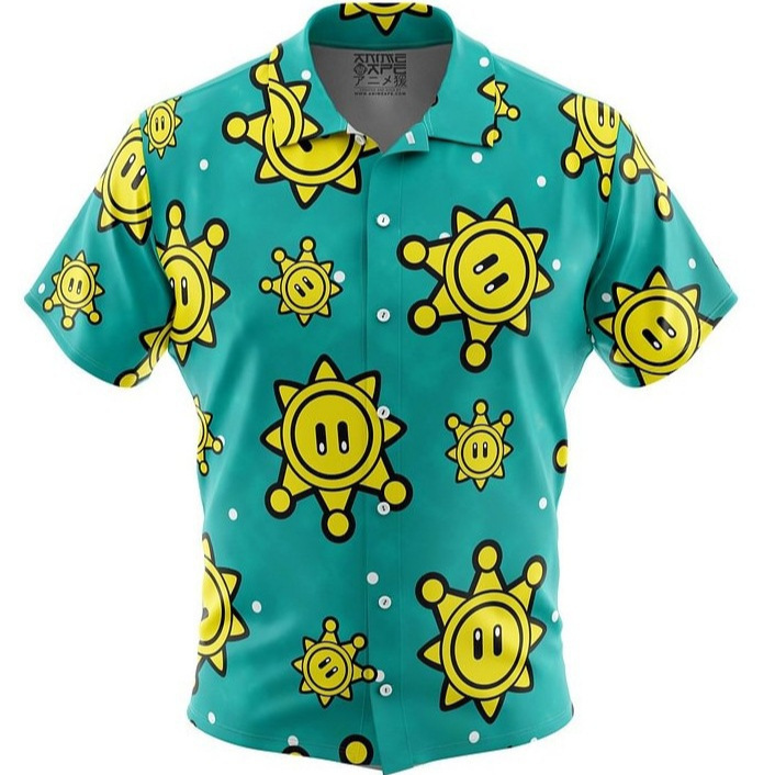 2025 New Summer Men's Slim-Fit Casual Short-Sleeve Shirt Youth Shirt Men's Cartoon Anime Cardigan