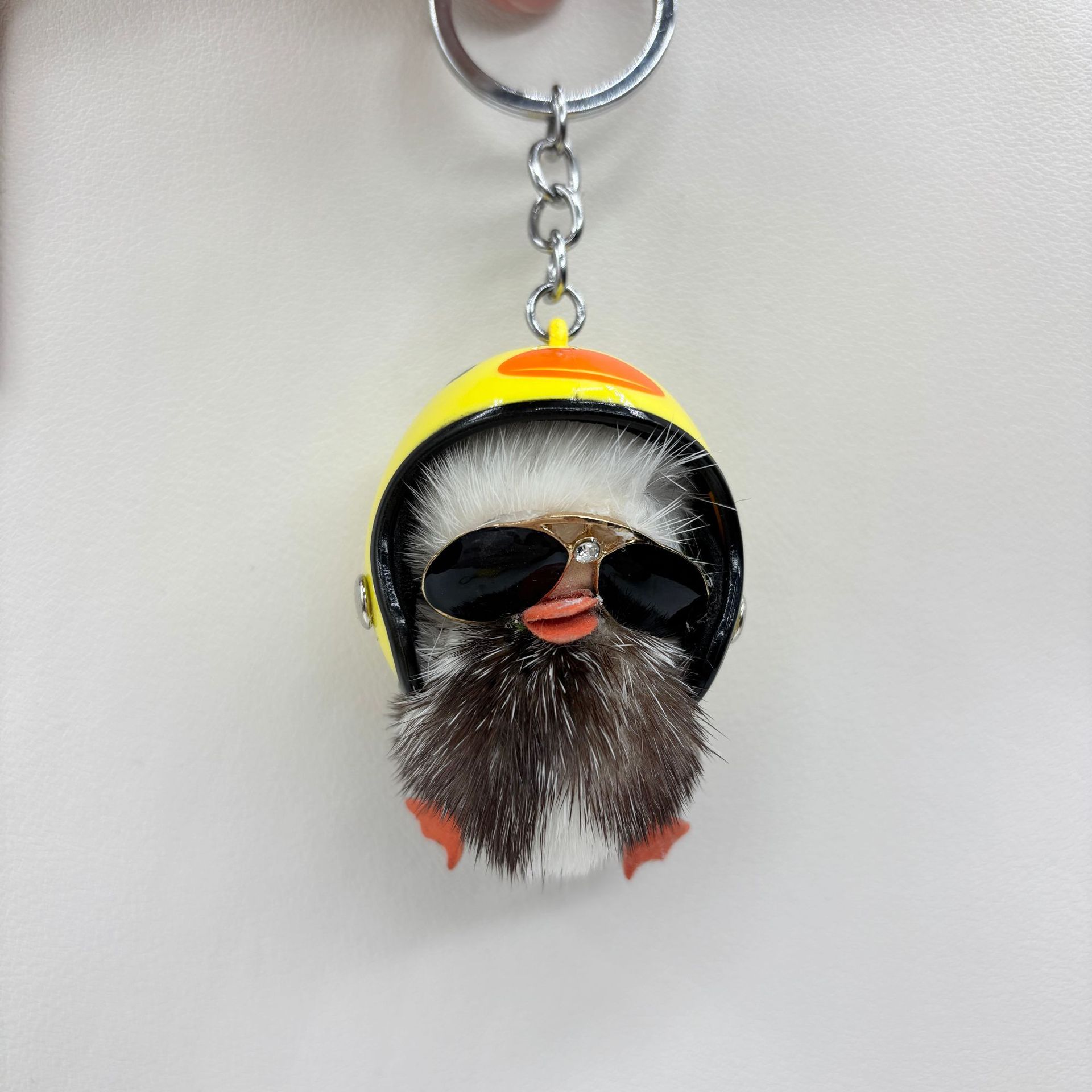 Mini piel de visón, pequeño pato amarillo, llavero de coche, colgante lindo, muñeca, regalo de mochila escolar para estudiantes