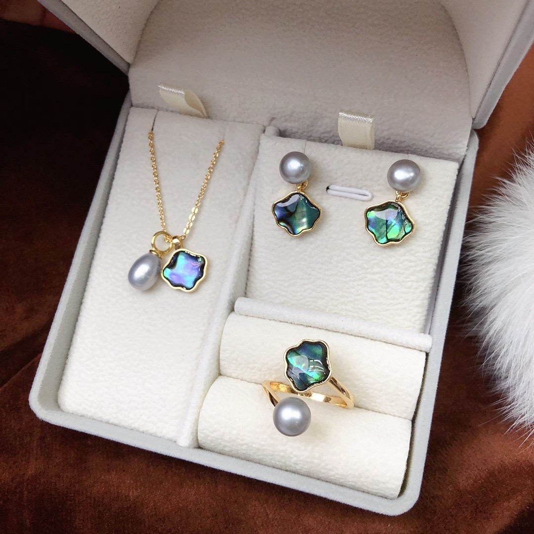 블랙 쉘 그레이 진주 세트