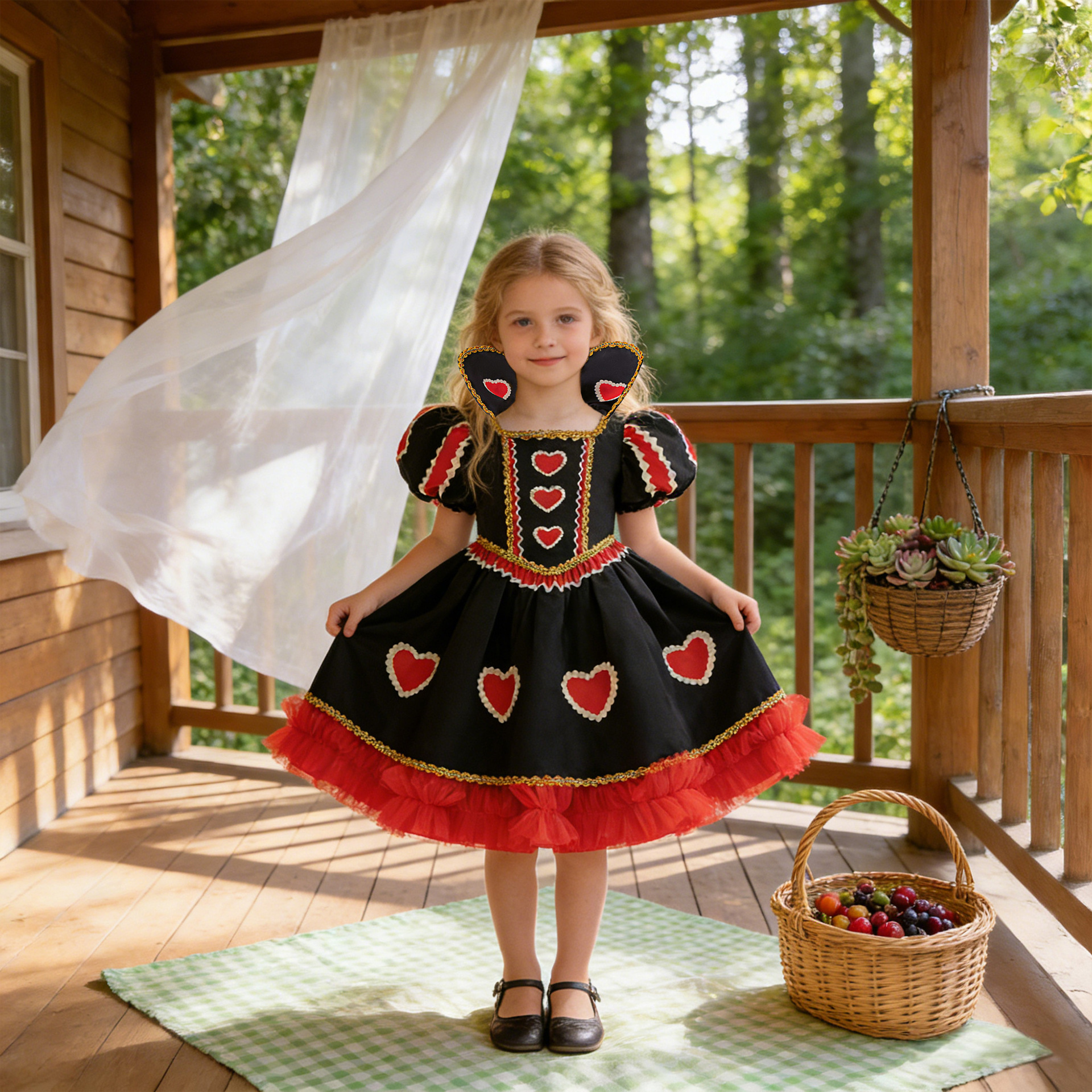 Halloween Heart Queen Chicken Chicken Collar Princesa Ropa de Niños Ropa de Niñas Ropa de Cos image 1