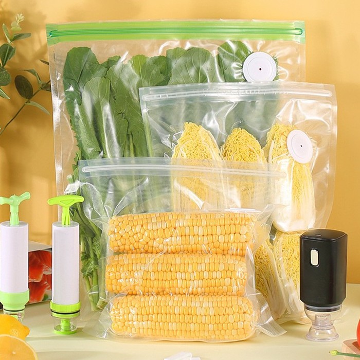 Cross-Border Food Vacuum Preservation Compression Bags, Air Pump, Household Sealing Machine, Household White Plastic Valve Sealing Bags