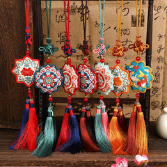 敦煌シリーズの刺繍の香りの包みの絹織物の民族の風の太陽の花の香りの袋の国風の漢服の装飾の香りの包みのフリンジペンダント