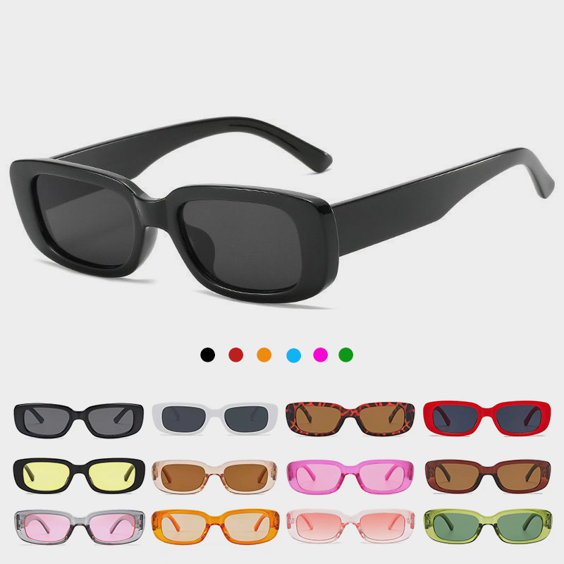 Gafas de sol rectangulares estilo ins, moda hip hop unisex, diseño fluorescente tipo Hong Kong, tendencia TikTok callejera